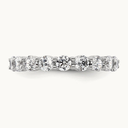 Polished Shared Prong Diamond Eternity Band, 2.00 ct tw — 14K White Gold