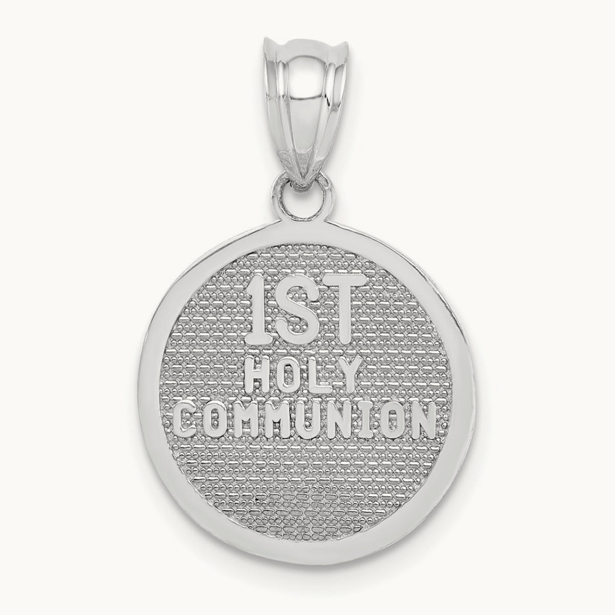 Reversible Cross & 1st Holy Communion Charm — 14K White Gold
