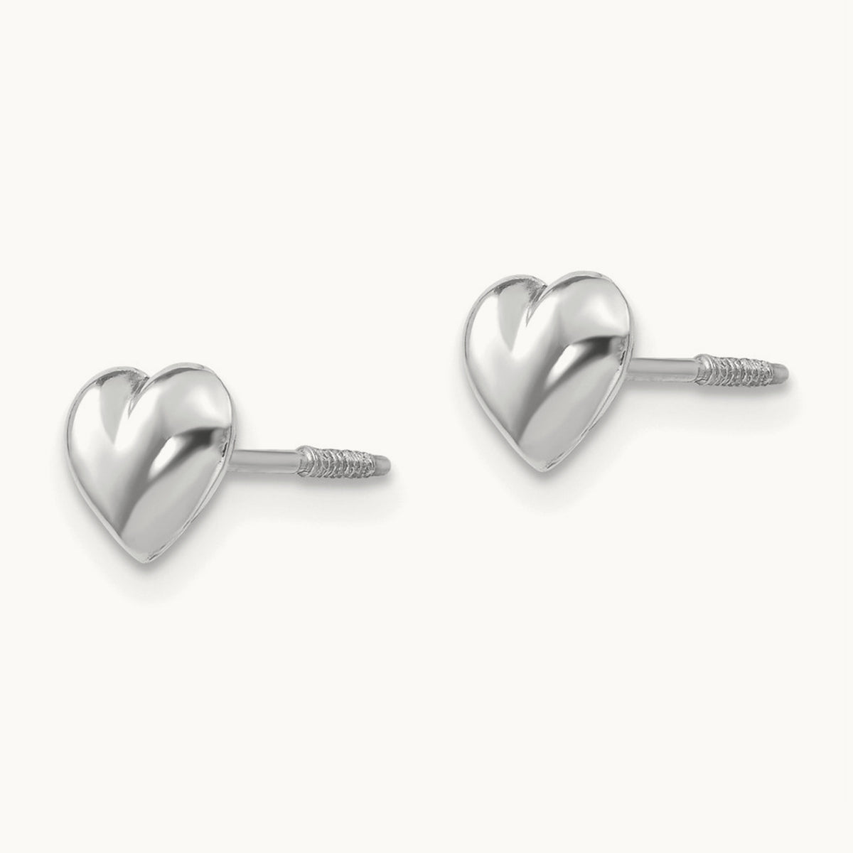 Madi K White Gold Puff Heart Post Earrings, 14K