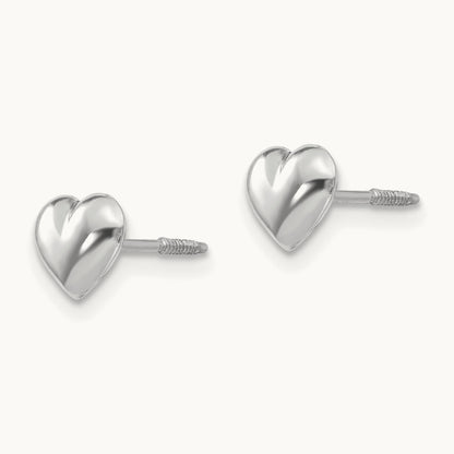 Madi K White Gold Puff Heart Post Earrings, 14K