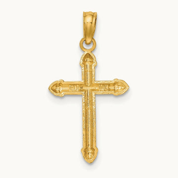 Polished w/ Scroll Design Cross Charm, 14K