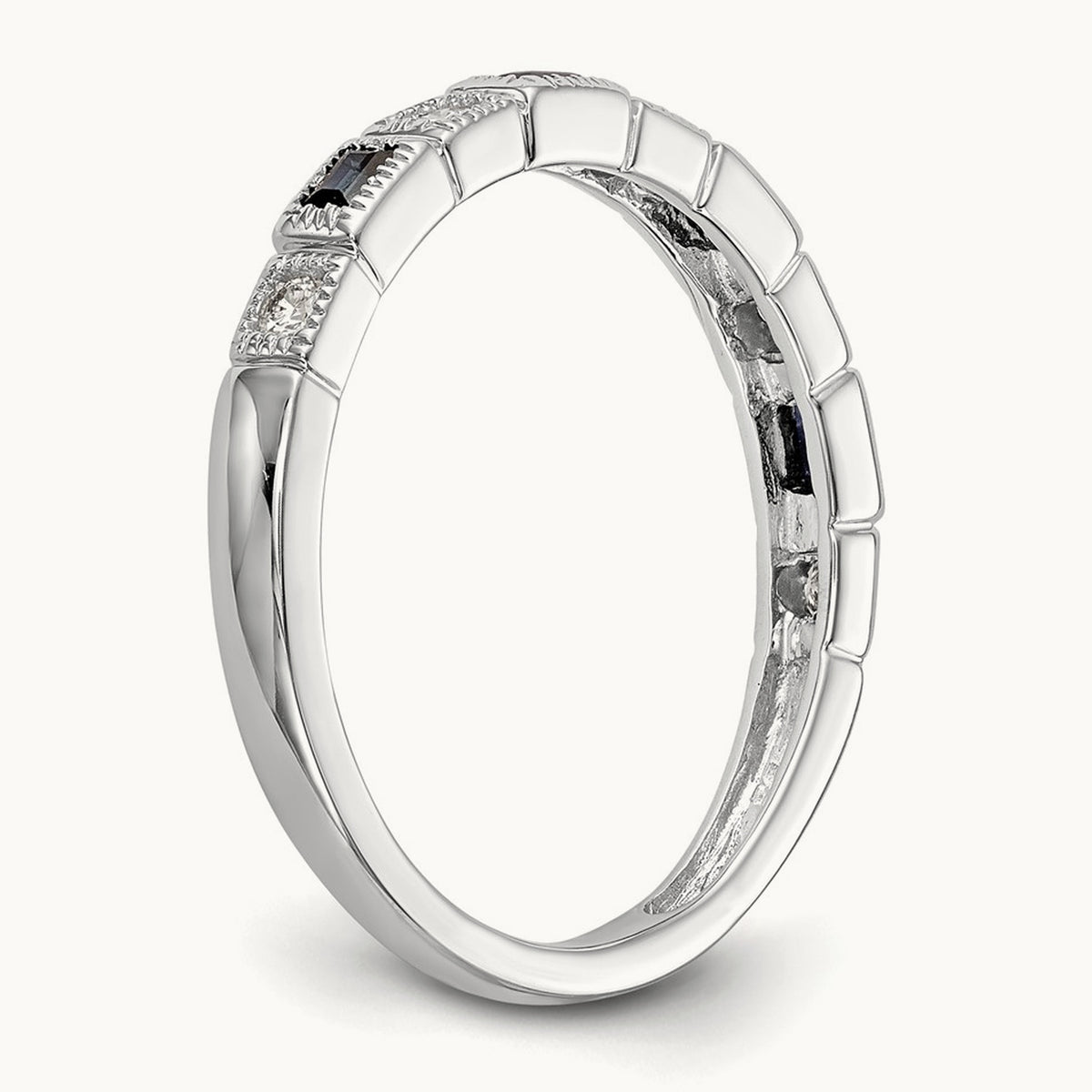 Diamond w/Sapphire Band, 14K White Gold