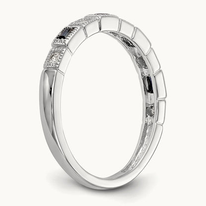 Diamond w/Sapphire Band, 14K White Gold