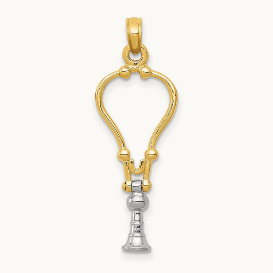 3-D Stethoscope Pendant — 14K Two-Tone Gold