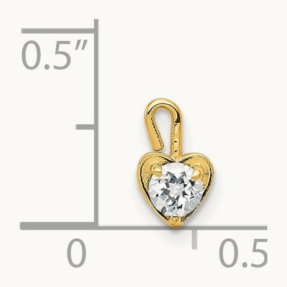April Synthetic Birthstone Heart Charm — 14K Yellow Gold