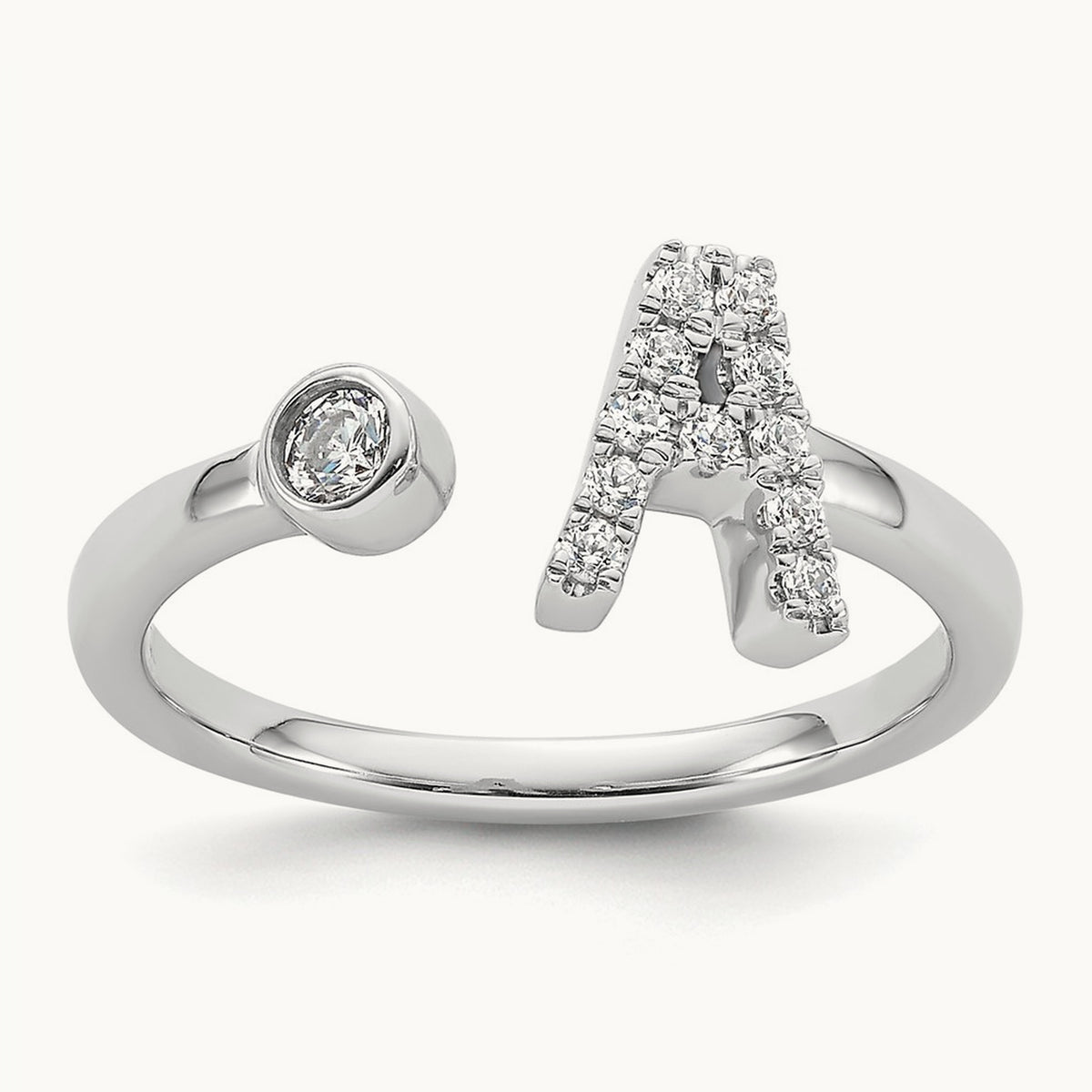 Initial A Adjustable Ring, 0.15 ct tw Lab-Grown Diamond