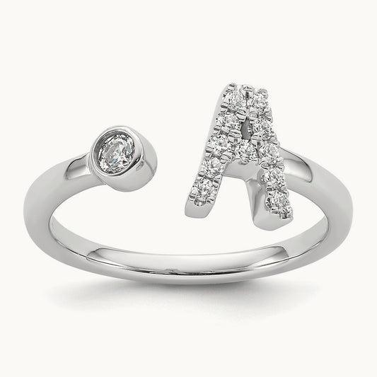 Initial A Adjustable Ring, 0.15 ct tw Lab-Grown Diamond