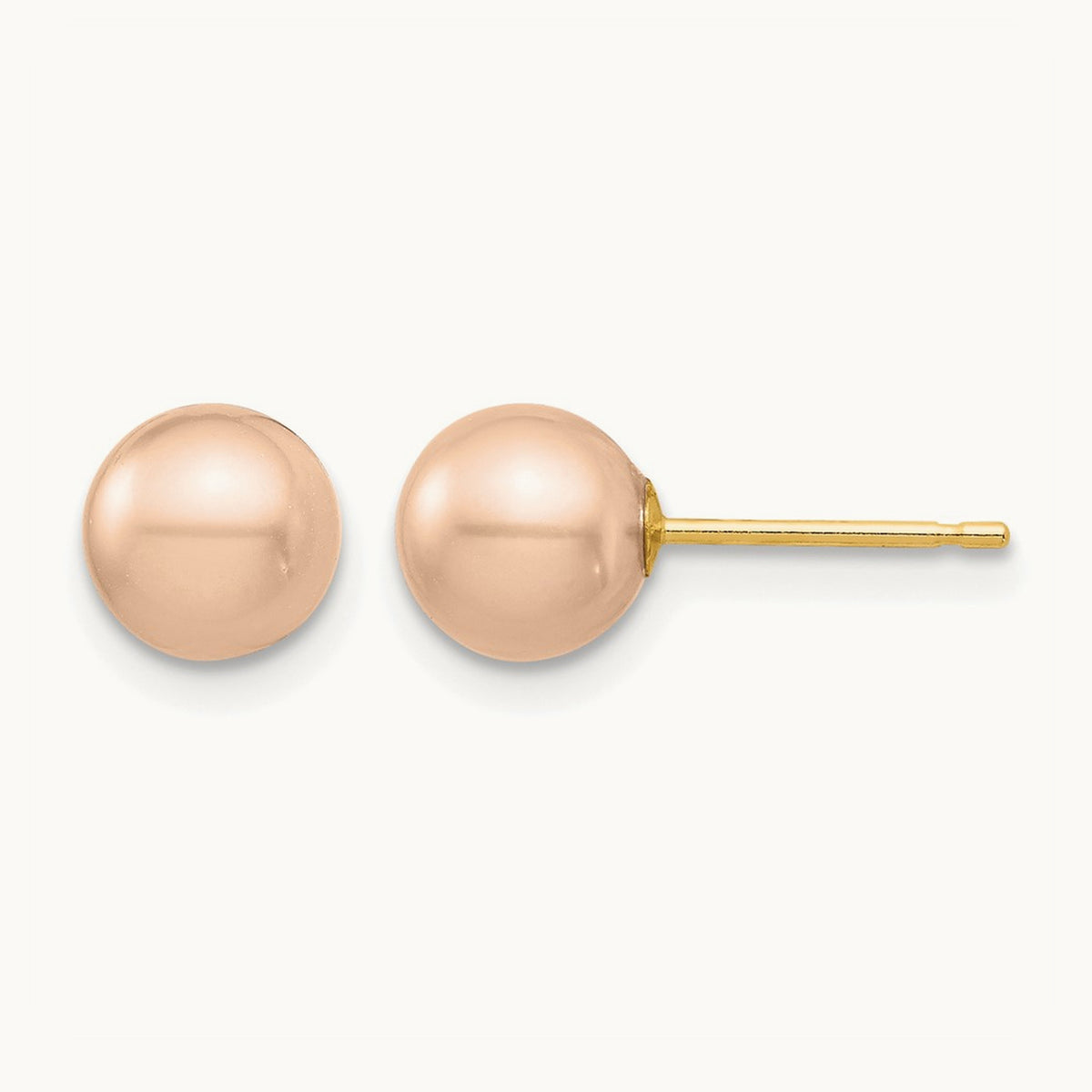 Madi K 6- Pink Round Freshwater Cultured Pearl Stud Post Earrings, 7mm, 14K