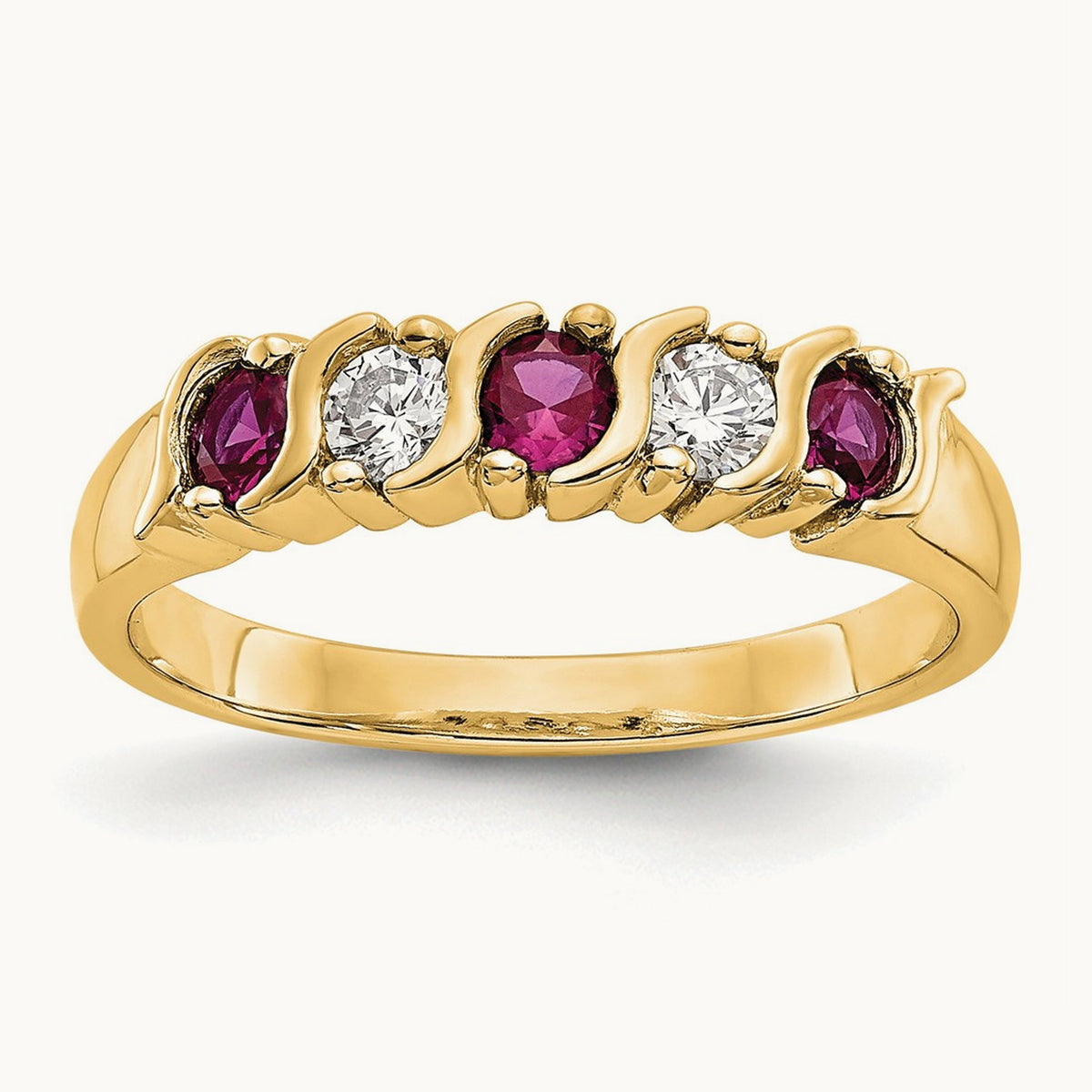 Diamond with Ruby Band — 14K Yellow Gold, 0.2 ct, 7