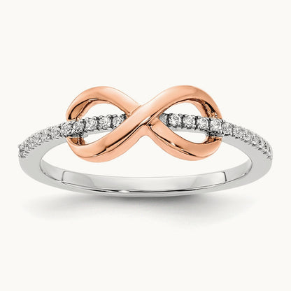 & Rose Polished Infinity Diamond Ring, 14K Two-tone White