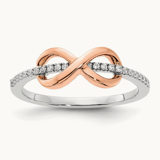 & Rose Polished Infinity Diamond Ring, 14K Two-tone White