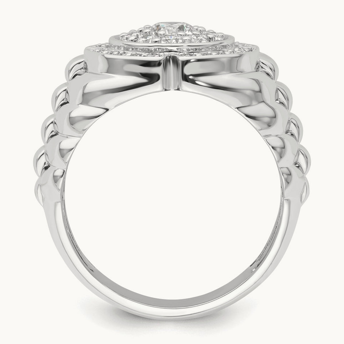 Men's Cluster Ring — 10K White Gold, 10