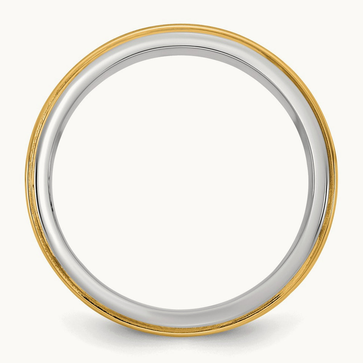 W/Y Step Edge Wedding Band, 7mm, 14K Two-tone