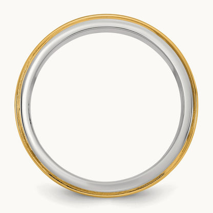 W/Y Step Edge Wedding Band, 7mm, 14K Two-tone