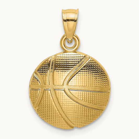 2-D Textured Basketball Charm, 14K