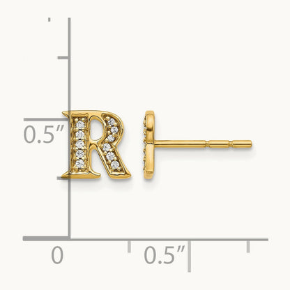 Diamond Initial R Earrings, 14K