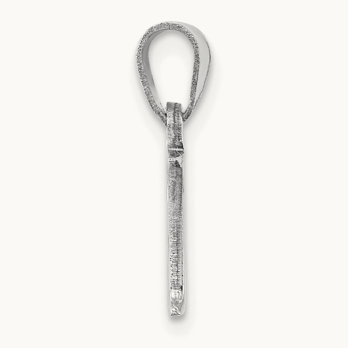 Polished Block Initial Pendant — 14K White Gold, R