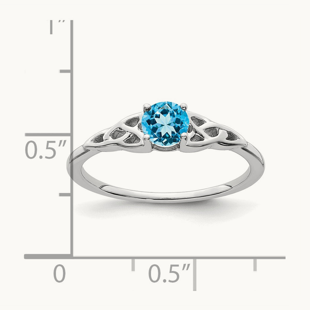 Blue Topaz Celtic Knot Ring — 14K White Gold, 7