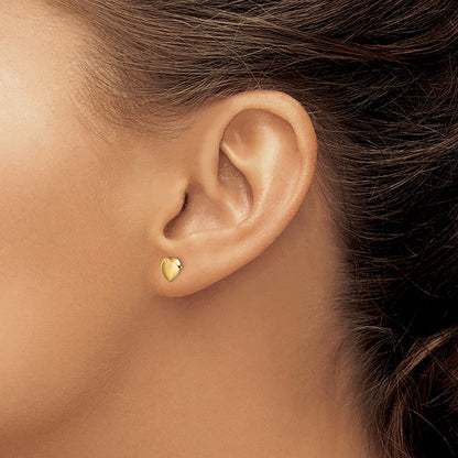 Polished Heart Post Earrings — 14K Yellow Gold