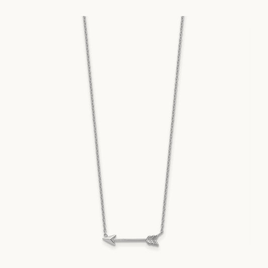 Polished Arrow Necklace, 14K White Gold