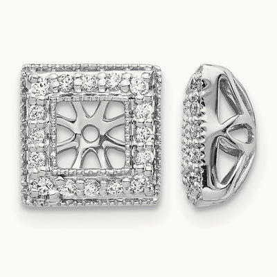 Diamond Square Jacket Earrings — 9mm
