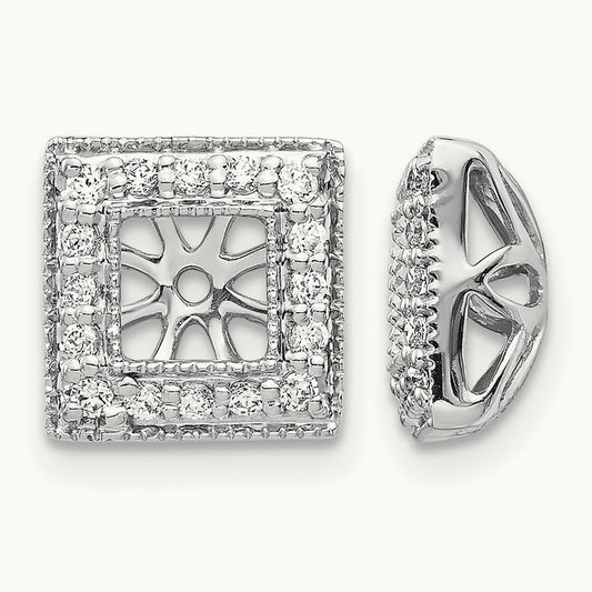 Diamond Square Jacket Earrings — 9mm