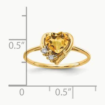 Heart Citrine AA Diamond ring — photo set