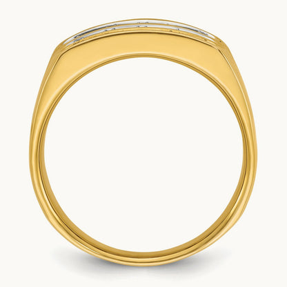 IBGoodman Men's Polished and Grooved 3-Row Diamond Ring, 14K