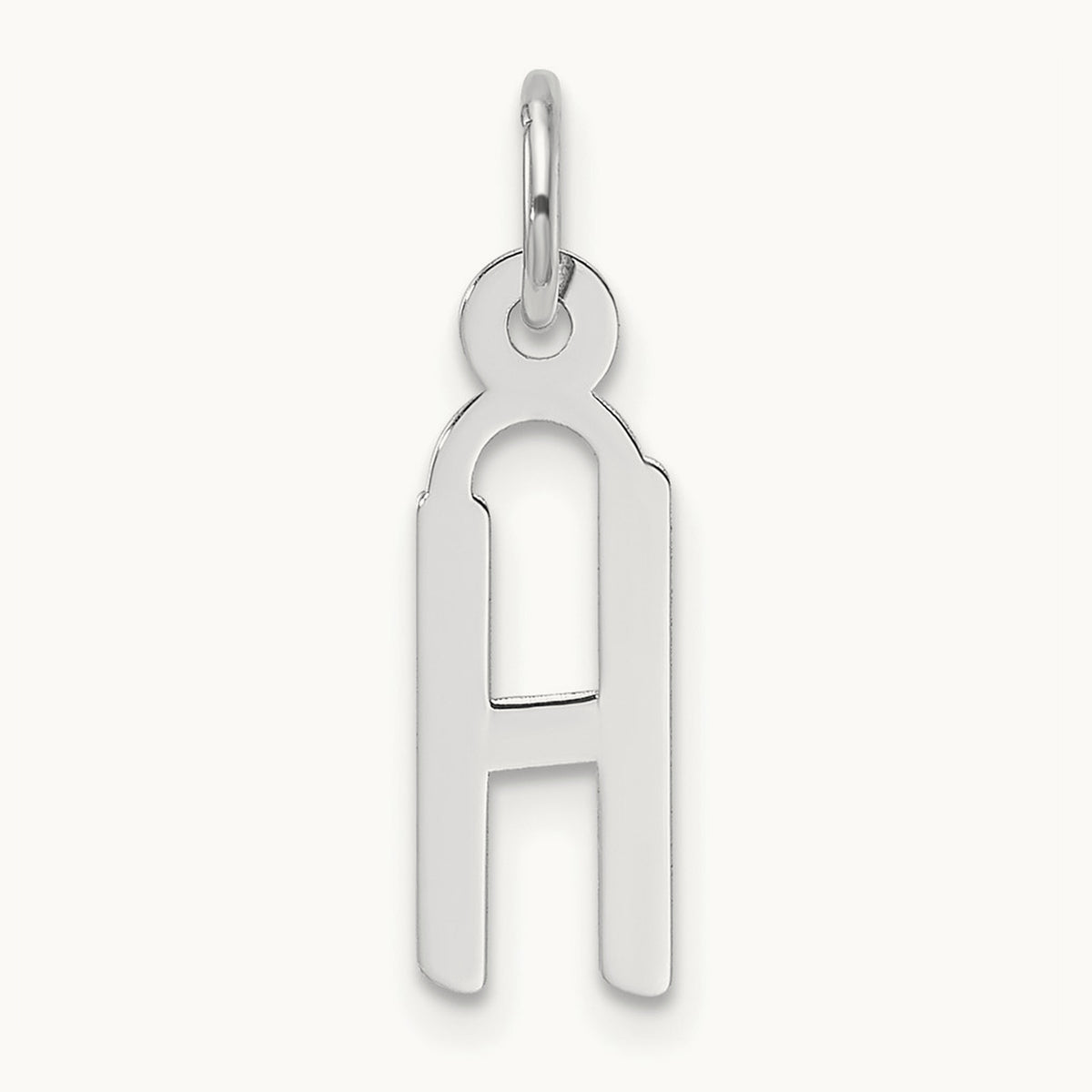 Slanted Block Initial Charm — 14K White Gold, H