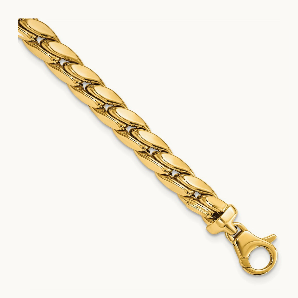 Polished Fancy Link Men's Bracelet, 14K