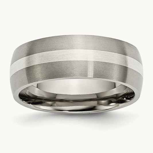 Brushed with Sterling Silver Inlay Band — photo set