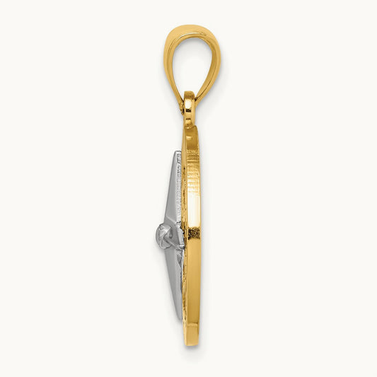 Nautical Compass w/White Gold Needle Charm, 14K