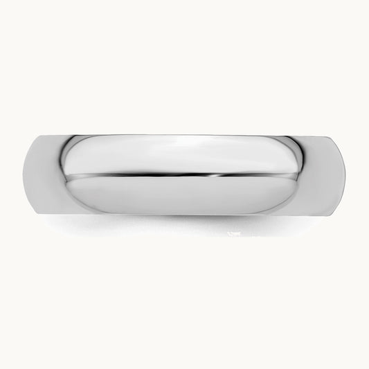 Sterling Silver Rhodium-plated 5mm Half-Round Band