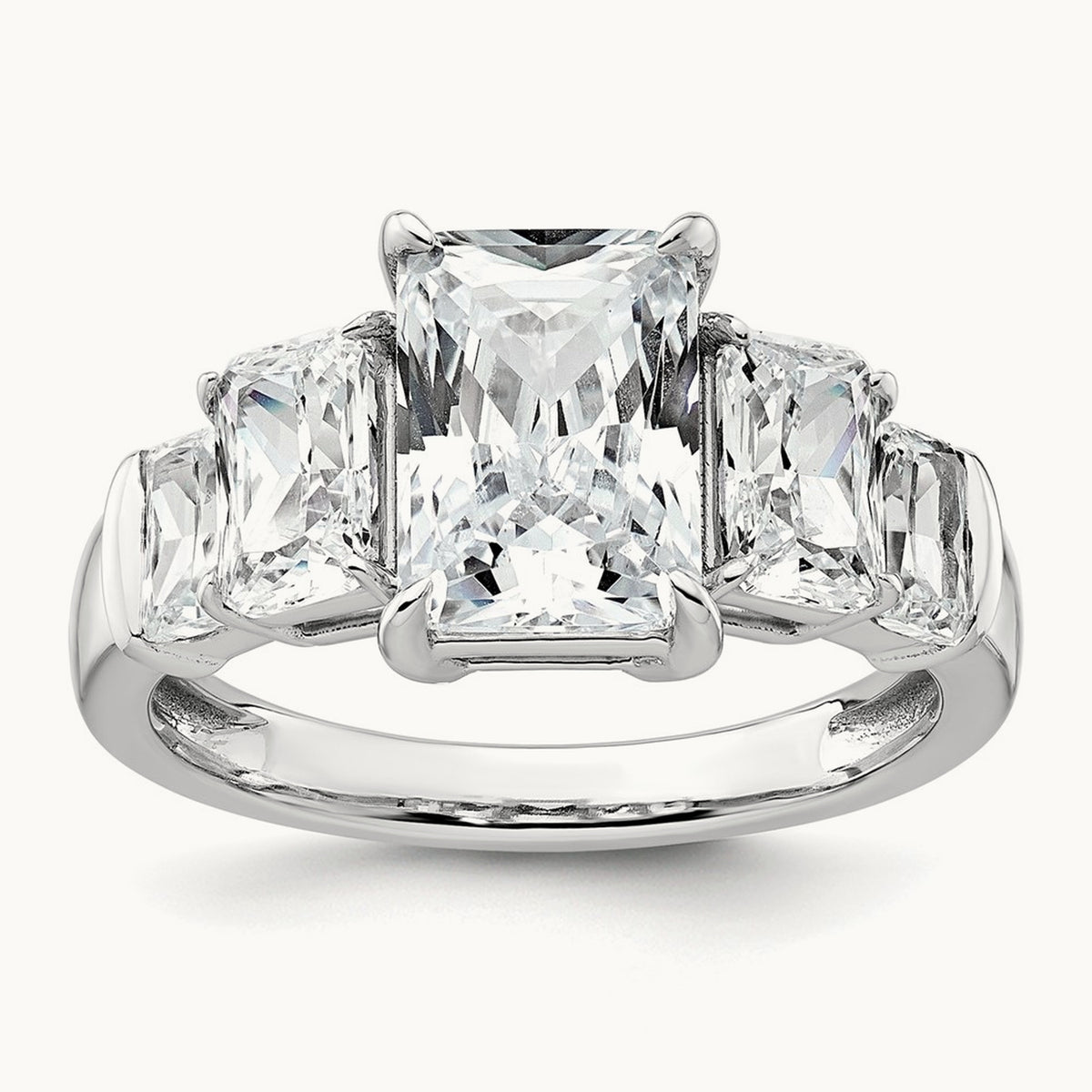 Emerald 3 Stone Engagement Ring, 3.50 ct tw Lab-Grown Diamond — VS (Best), 14K White Gold