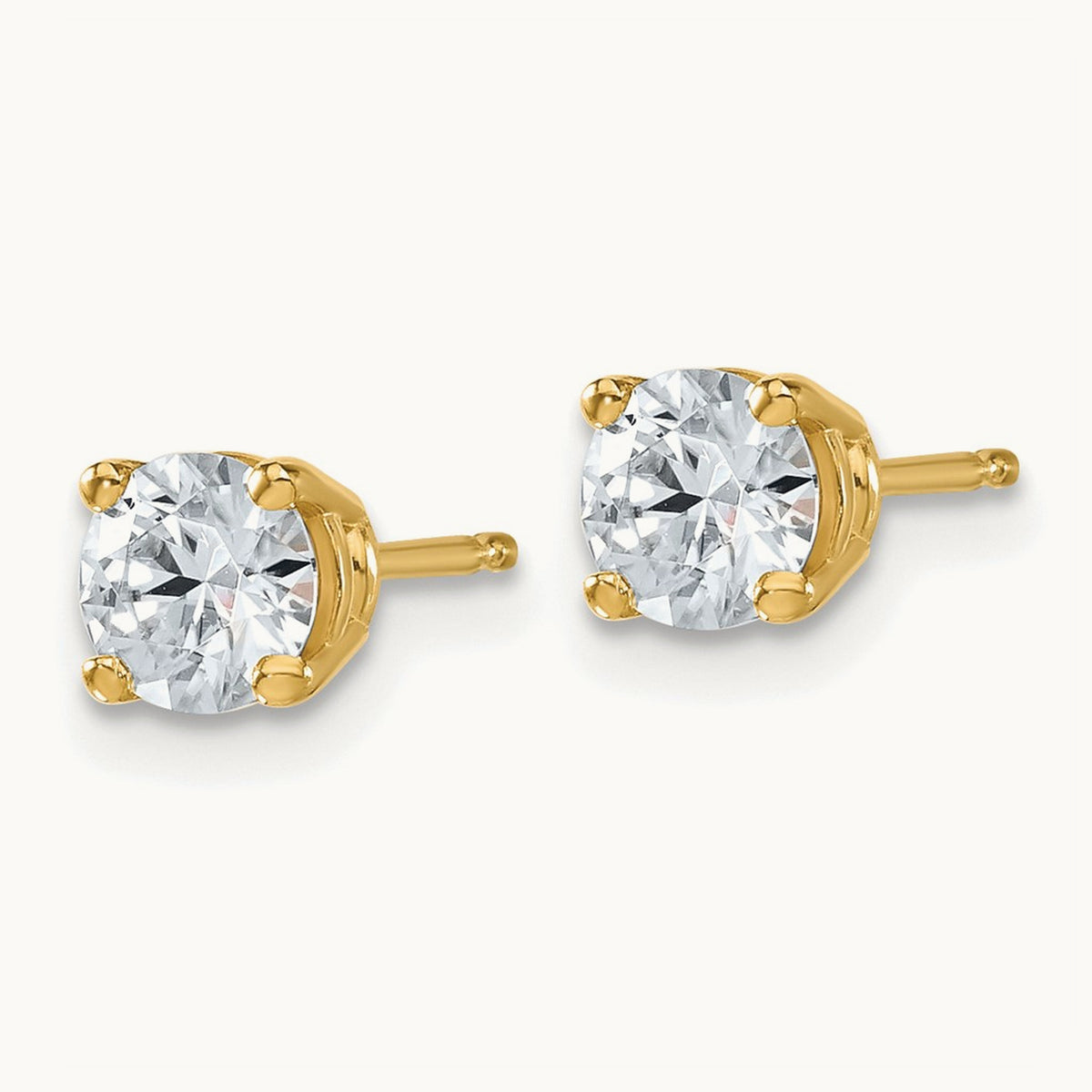 Round Angled Stud Earrings, 0.50-4.00 ct tw Lab-Grown Diamond — 1 ct, 14K Yellow Gold