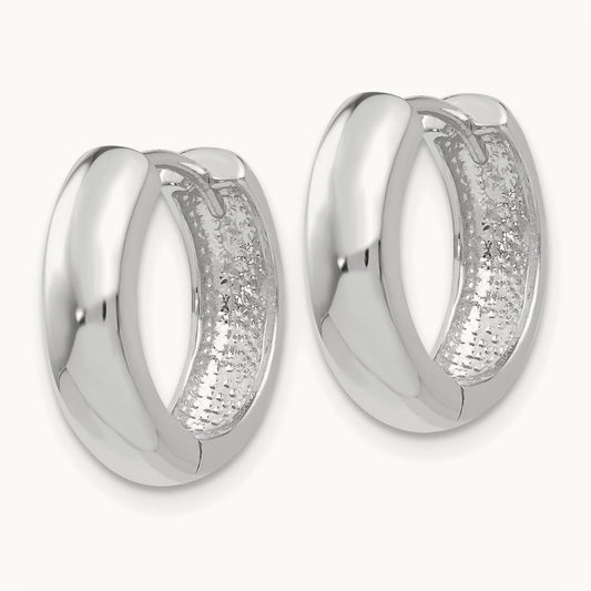 Round Hinged Hoop Earrings, 14K White Gold
