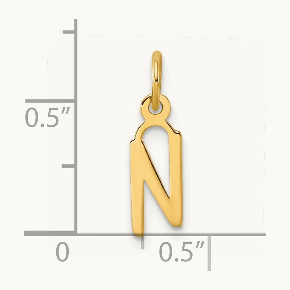 Small Slanted Block Initial Charm — 14K Yellow Gold, N