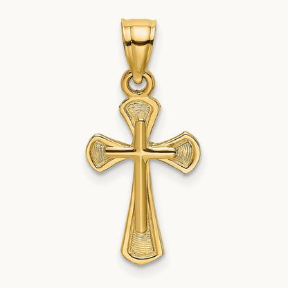 Solid Textured Cross Charm, 14K
