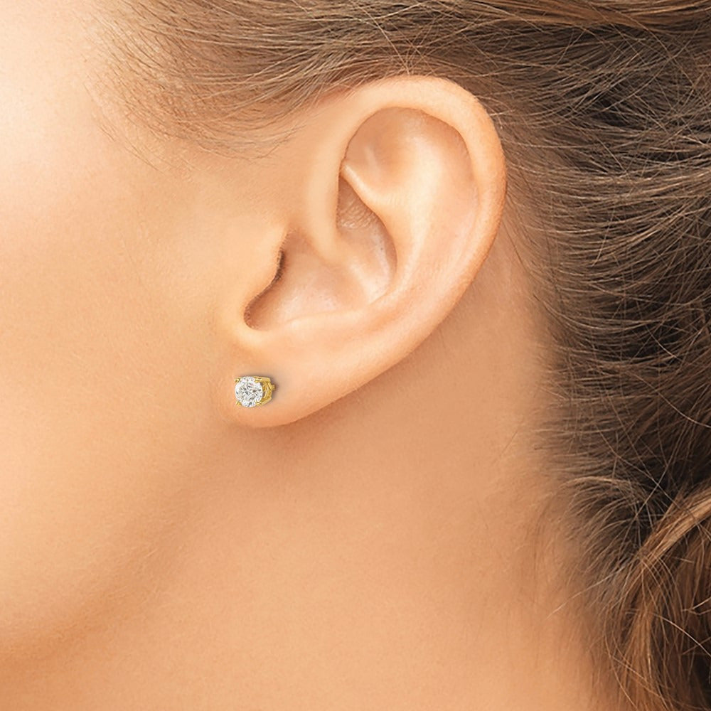 Round Diamond Stud Earrings — 14K Yellow Gold, 0.96 ct tw