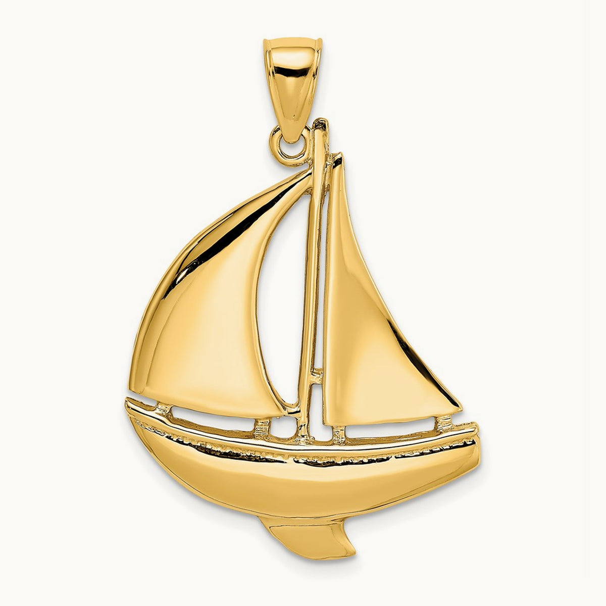 2-D Polished Sailboat Charm — 38.7mm