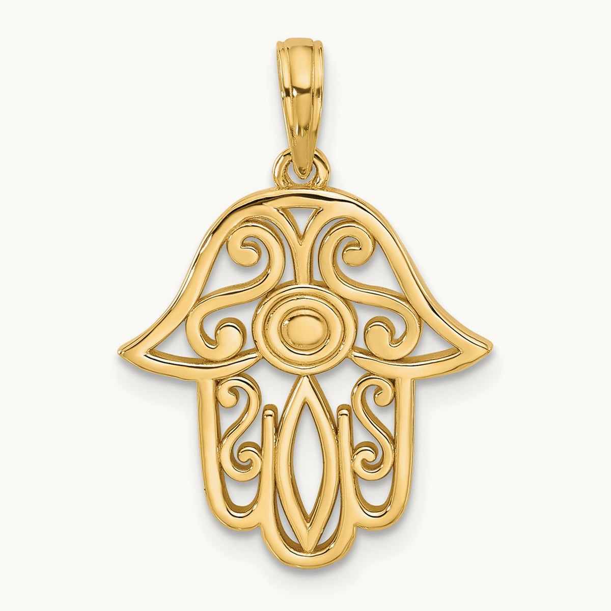 Fancy Hamsa Charm, 14K Yellow Gold