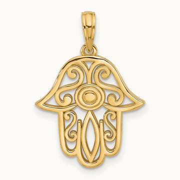 Fancy Hamsa Charm, 14K Yellow Gold