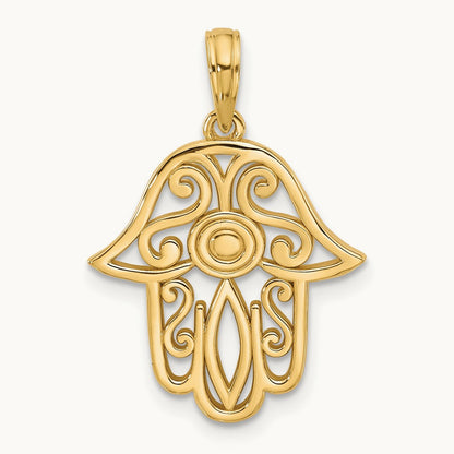 Fancy Hamsa Charm, 14K Yellow Gold