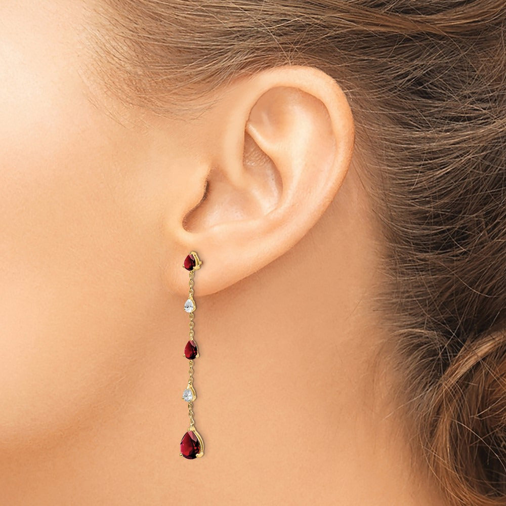 Garnet and Topaz Dangle Earrings — 14K Yellow Gold