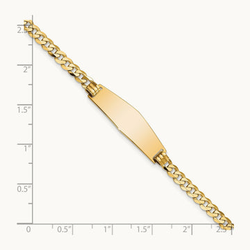 Soft Diamond Shape Flat Curb Link ID Bracelet, 14K