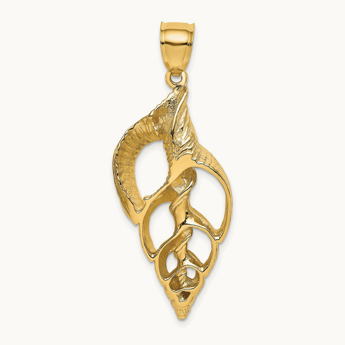 Cut-Out Conch Shell Skeleton Charm, 14K