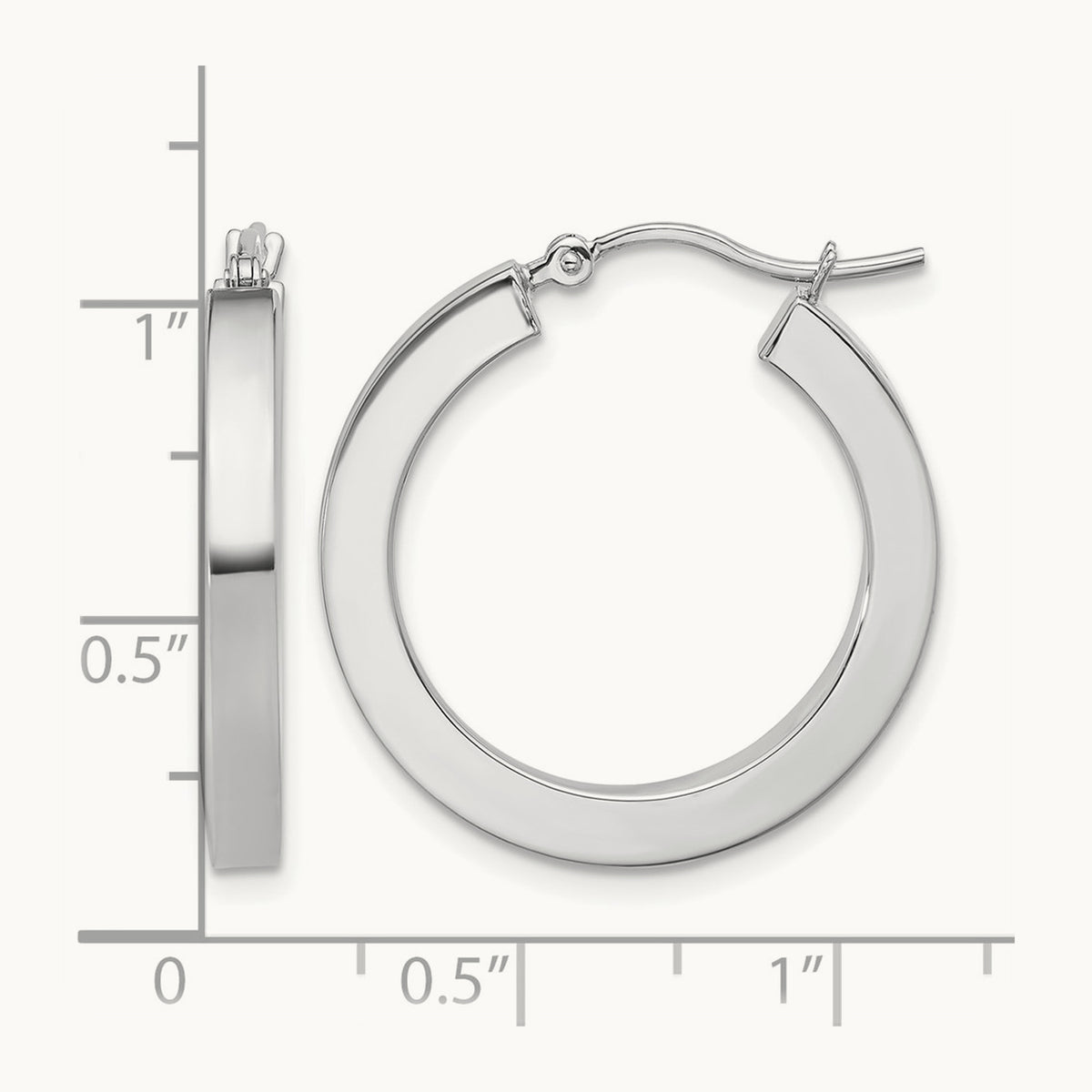 Polished Square Tube Hoop Earrings, 3mm, 10K White Gold — Leslie's