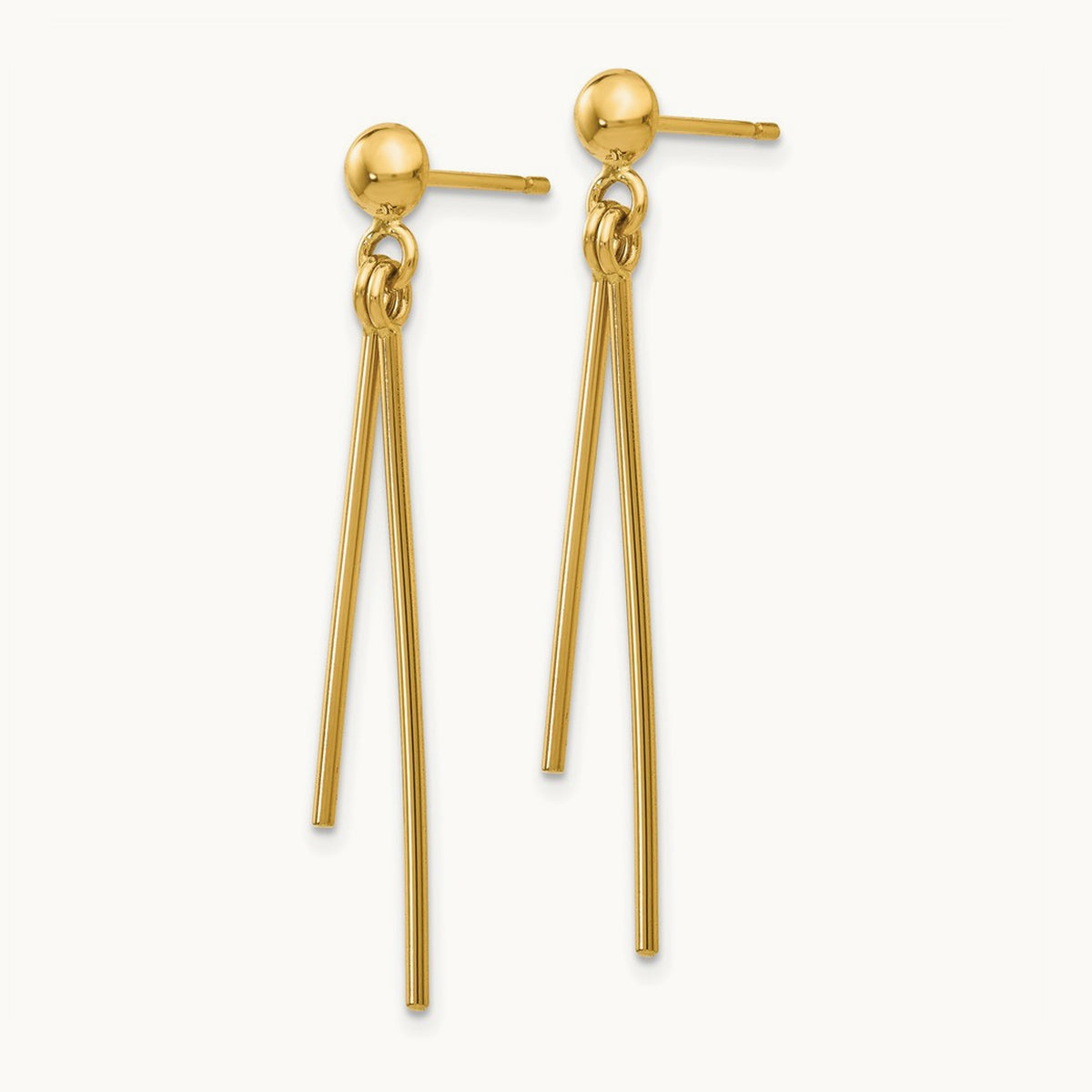 Polished Post Dangle Earrings — 14K Yellow Gold
