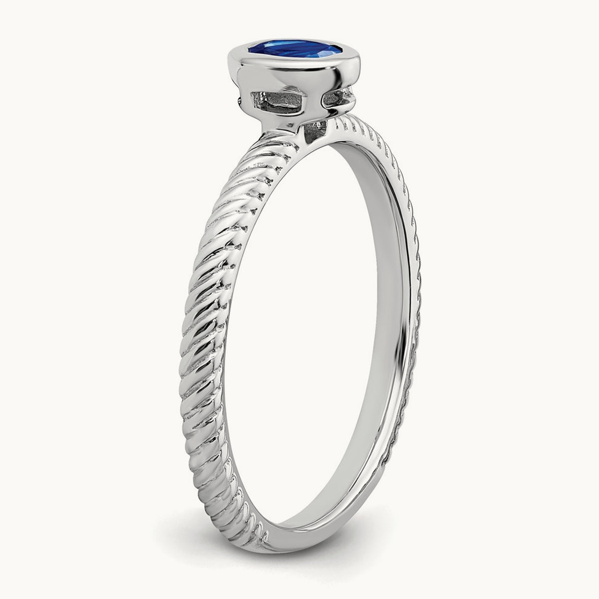 Oval Bezel Sapphire Ring, 14K White Gold