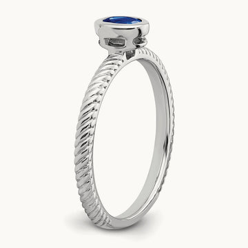 Oval Bezel Sapphire Ring, 14K White Gold